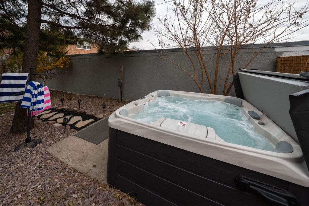 Hot tub outside of the Victorian Hideaway